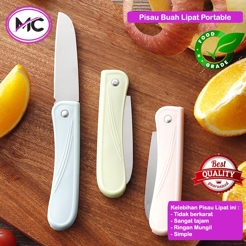 Pisau Dapur Buah dan Sayur Super Tajam Pisau Lipat Mini Travel Portable Praktis Mudah Di Bawa Pisau Potong Bahan Stainless Steel Anti Karat