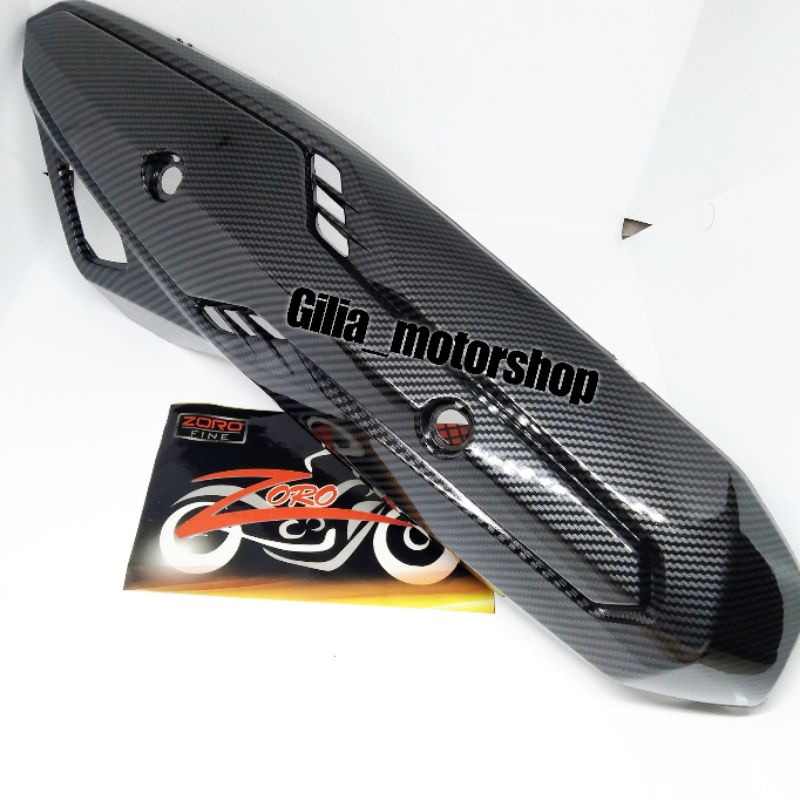 Cover Tameng  Knalpot Carbon Tutup Knalpot Vario 125 techno Carbon Original Zoro Fine