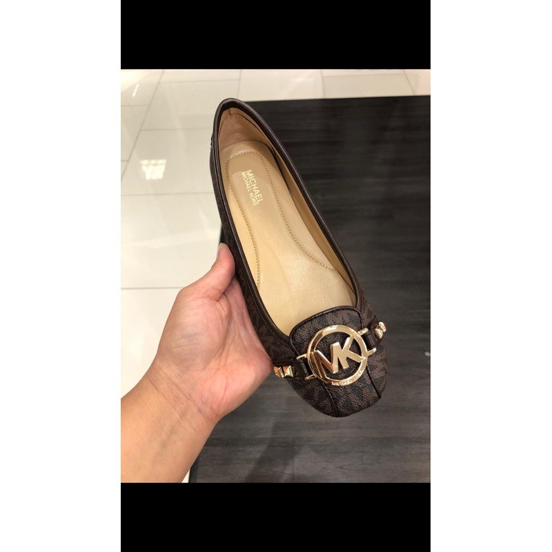 Sepatu michael kors fulton moc sign brown stud asli