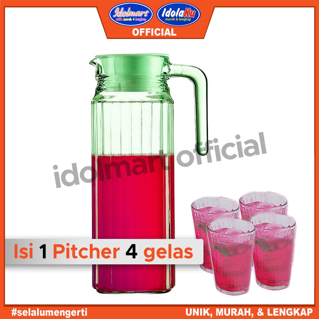 IDOLMART  Pitcher Teko Set Drink Set Kimglass isi 5 pcs Surabaya