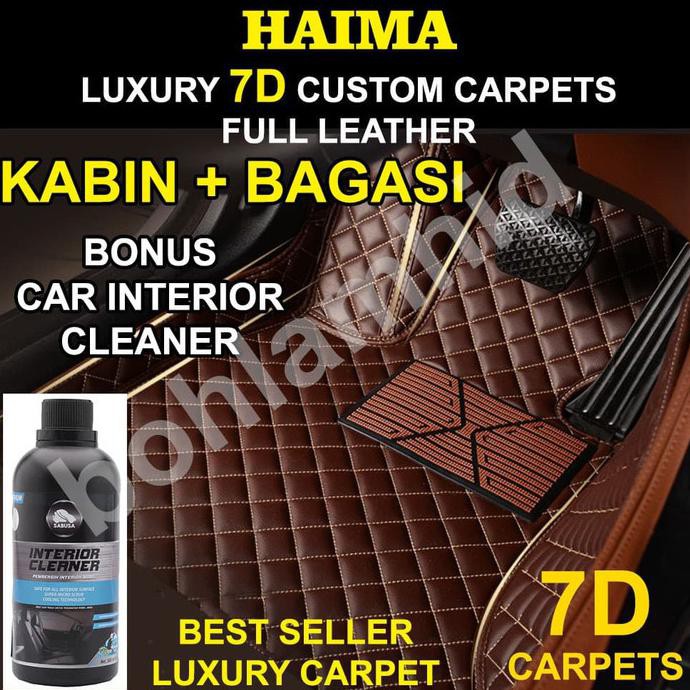 Karpet Mobil New Brio Haima 7D Custom Leather Luxury 2Brs+Bagasi Bohlamhid Dijamin