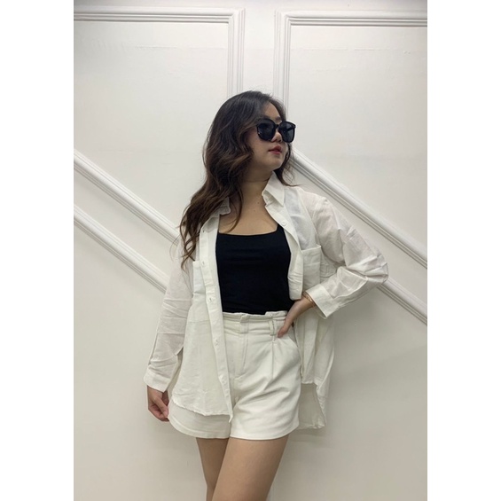 JOSHIN Geewoni Shirt - Kemeja Oversize Pocket | Atasan Wanita Lengan Panjang