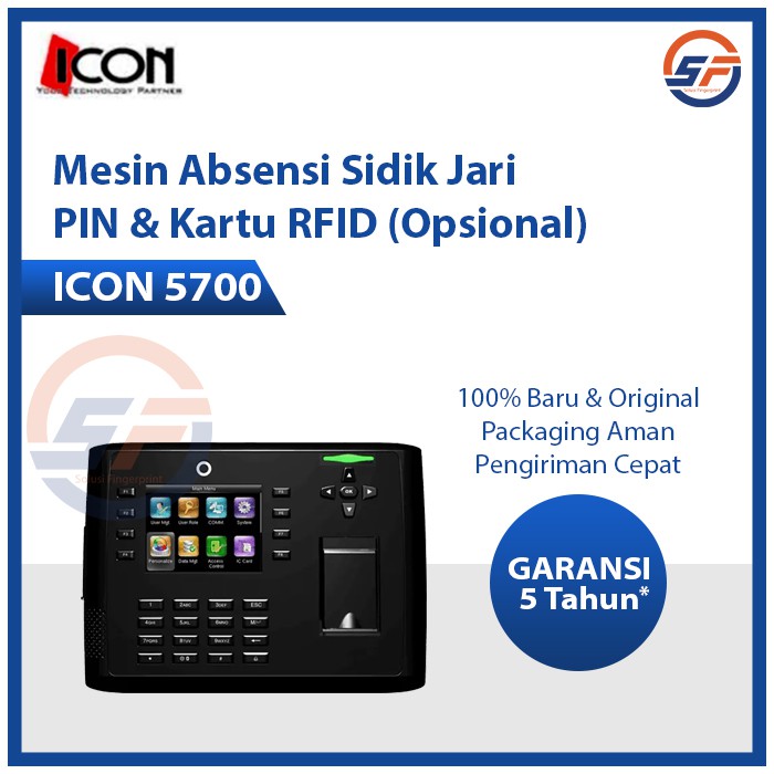 Mesin Absensi Sidik Jari PIN dan Kartu RFID (Opsional) ICON 5700