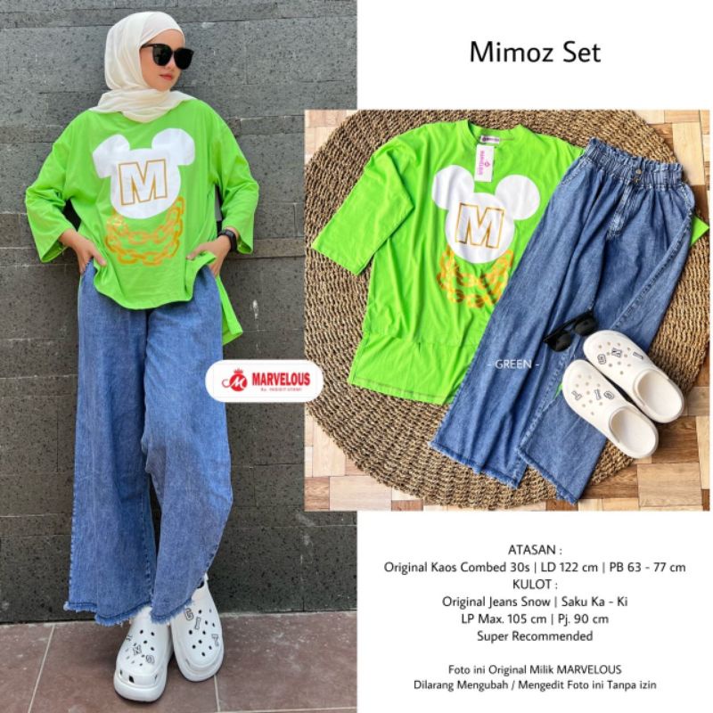 MIMOZ SET BY MARVELOUS / ONE SET KAOS WANITA MUSLIMAH / Setelan baju wanita kekinian