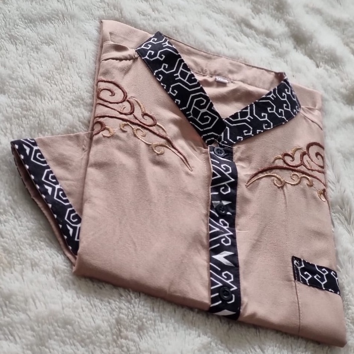 Alkhalis Baju koko Lengan pendek Bordir batik Moot size M L XL XXL XXL