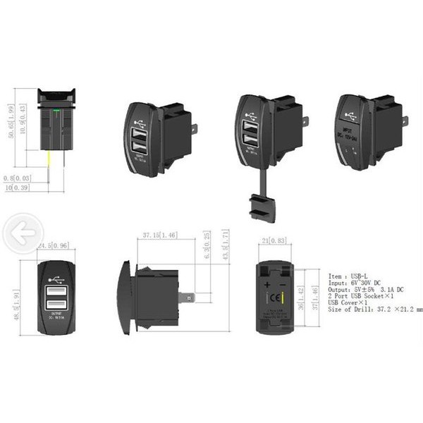 USB Charger Mobil - Motor 2 Port DC 12-24V 3.1A