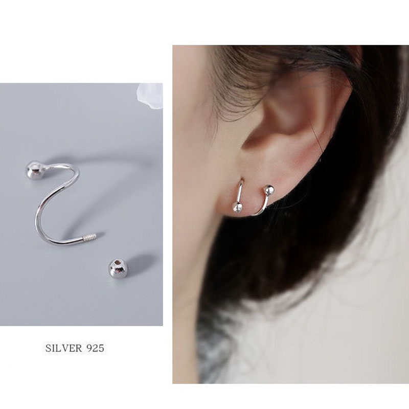 Anting Stud Desain Spiral Bahan 925 Silver Untuk Wanita