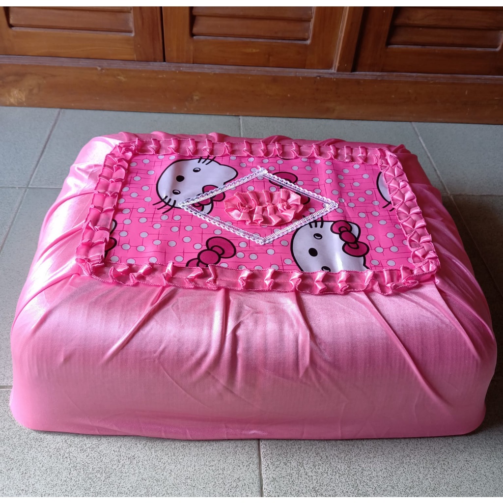 Sarung tudung saji kotak hello kitty doremon kembang