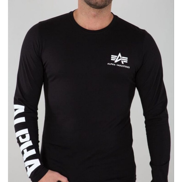 Kaos Distro Pria Kata Kata ALPHA INDUSTRIES/ Kaos Tangan [PANJANG] Harganya  Terjangkau Banget