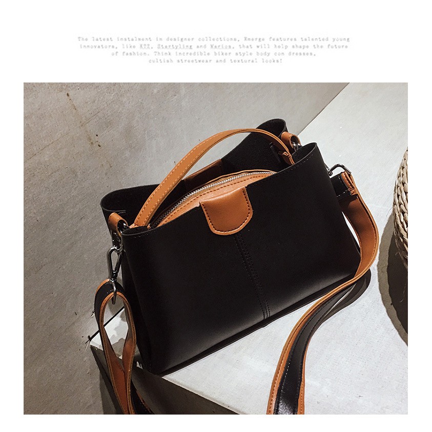 AND T211 Tote bag Fashion Wanita Bahan Kulit Sintetis Dengan Tali Slempang Gaya Korea Hits COD