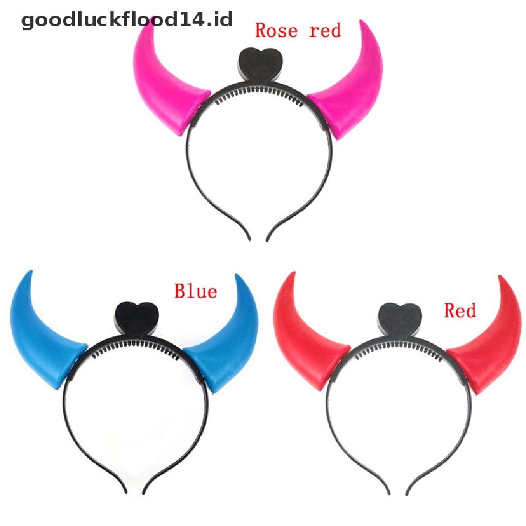 [OOID] Colorful LED Lamp Glowing Horns Luminous Devil Lights Halloween Party Headband  ID