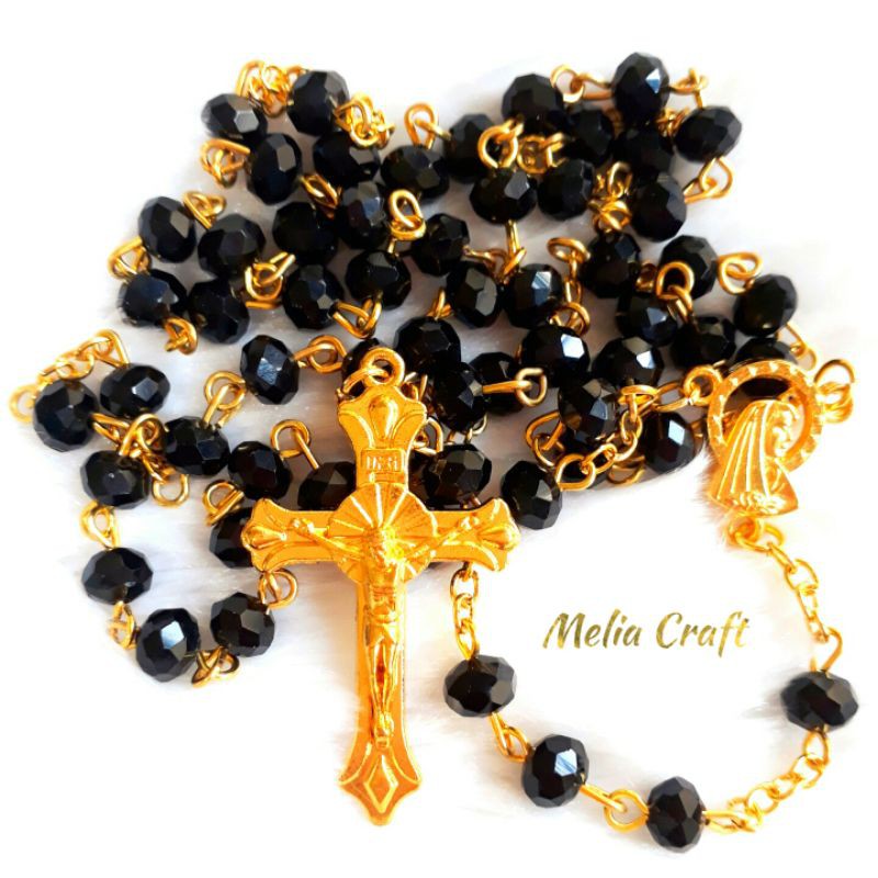 Rosario Kristal Ceko Hitam 6 mm