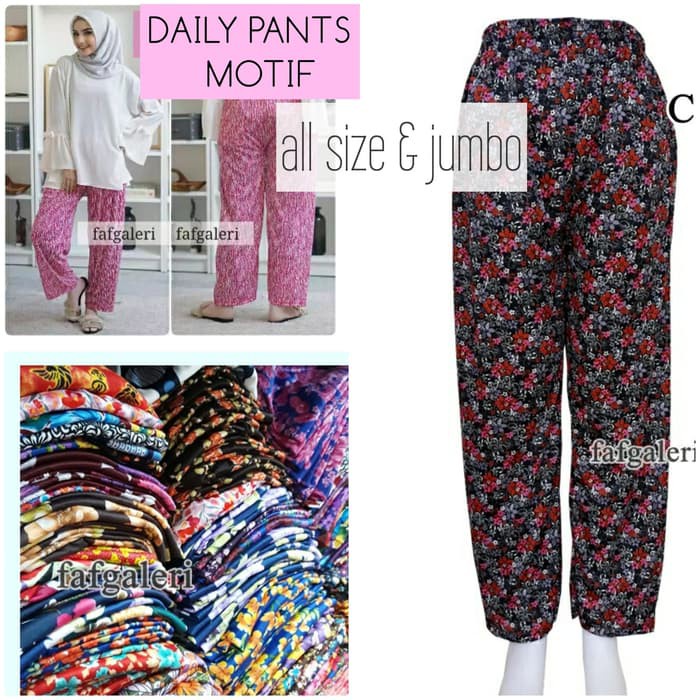 TERLARIS! Celana Bawahan Muslim / Legging Hyget JUMBO Motif Bunga / Inner Pants Daily Panjang XXL