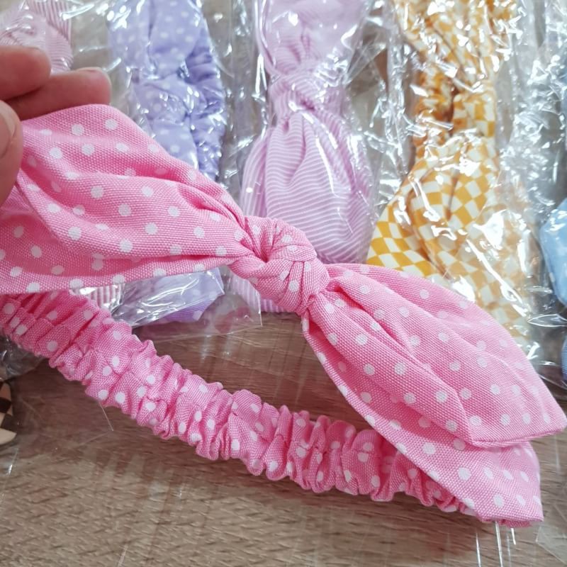 Bandana headband bando anak bayi motif polkadot plaid stripe Model Ikatan Pita kelinci katun importq