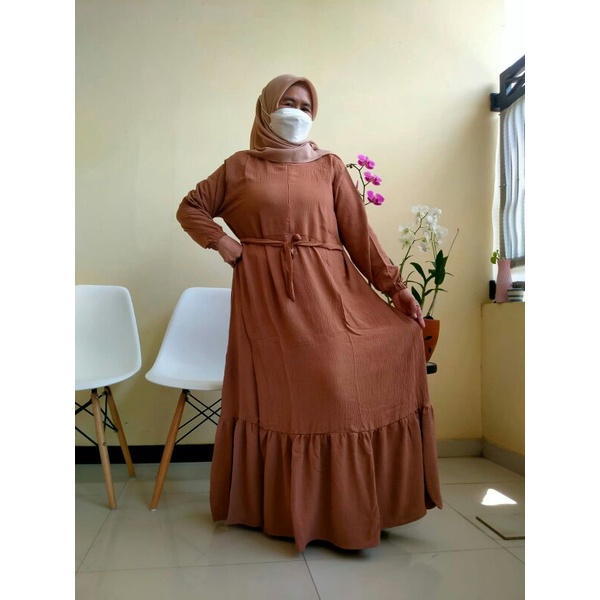 Gamis Jumbo Bahan Crinkle LD 130cm Panjang 135cm