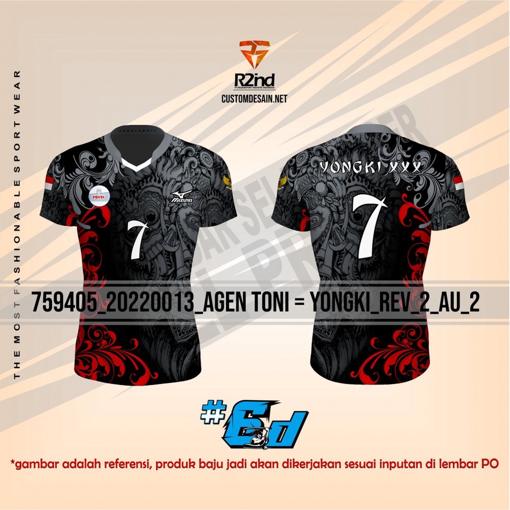 Baju Voli Pria Jersey Volly Printing Atasan Olahraga Voli (Beli 2 + 1)