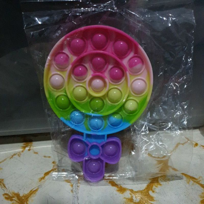 Pop It Ice Cream Macaron Boba Cup & Varian Es Krim | Popit Es Krim Centong Warna-warni-Lolipop Rainbow