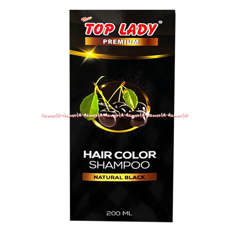 Top Lady Premium 200ml Hair Color Shampoo Natural Black Toplady Sampoo Pewarna Rambut Hitam Alami Black Colour Menutupi Uban 200 ml