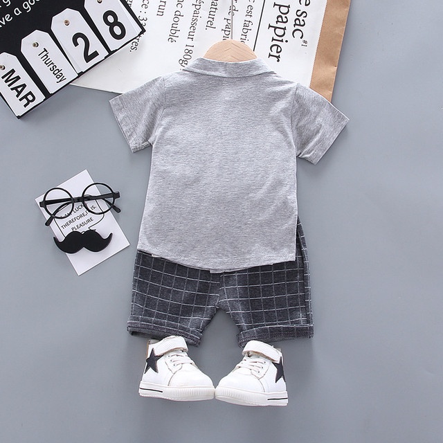 Cherry COD Set Pakaian Anak Laki-Laki / Setelan Baju Kemeja Anak Import / Set Baju Anak Cowok - Kerah Lipat SK02