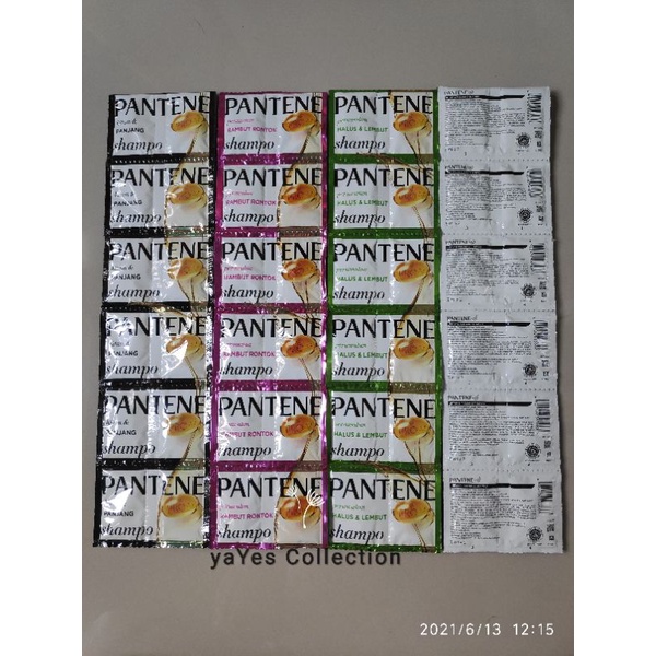 Pantene sampo Conditioner 12 sachet 10ml Rencengan Rambut Hitam Panjang Ungu Rambut Rusak shampo renceng pro V pantine hijau