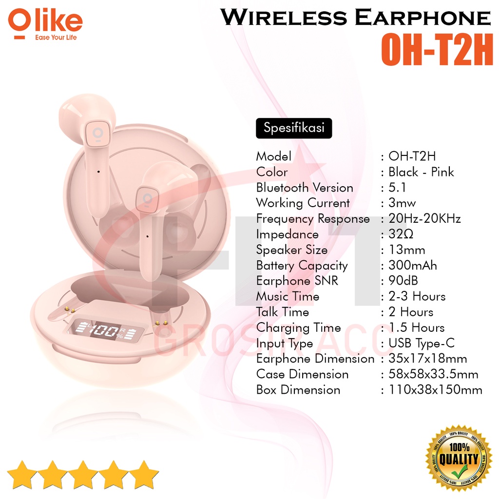 Olike Hero-T TWS Bluetooth 5.1 Earphone Ultra HD Audio Headset OH-T2H