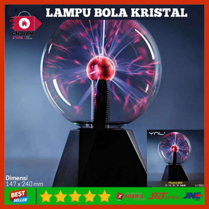 Dekorasi Lampu Bola Kristal Plasma Light Sphere Bola Plasma 6 Inch