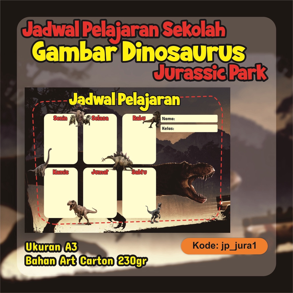 

Poster Jadwal Pelajaran Sekolah Anak - Gambar Dinosaurus Jurassic Park