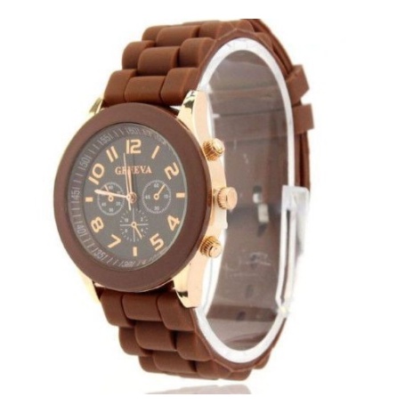 ✅COD (Bisa cod)Dikirim dari Jakarta - BAYAR DITEMPAT Jam Tangan Geneva Unisex Rubber Jam Fashion-Var 1 Coklat