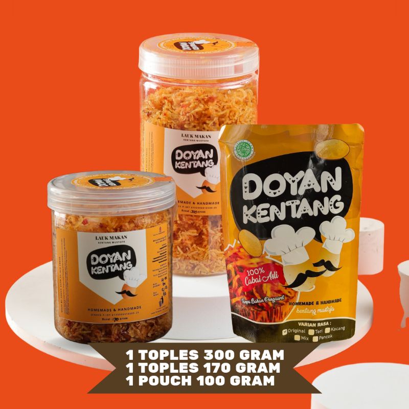 

Paket Package 3 Kentang Mustofa Doyan Kentang Teri | Kacang|Mix | Original | Pencok