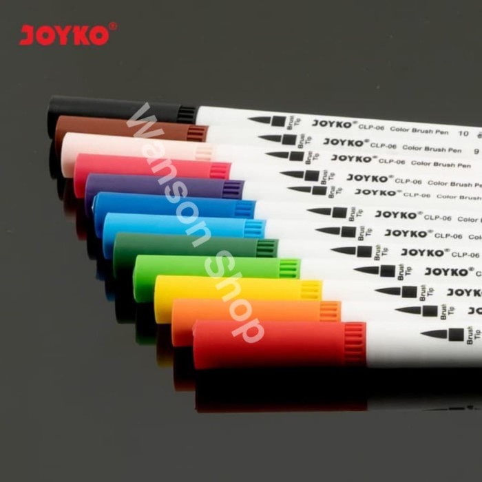 

kaligrafi-perlengkapan- color brush pen / pena kuas warna joyko clp-06 12warna -perlengkapan-