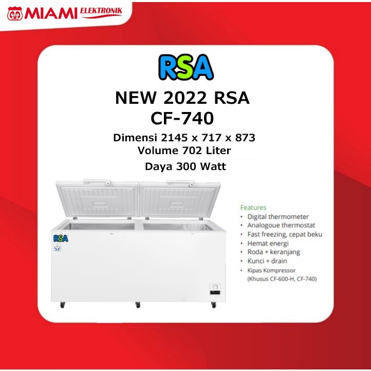 NEW 2022 RSA Chest Freezer 702 Liter CF-740 / Freezer Box RSA CF740 Garansi Resmi