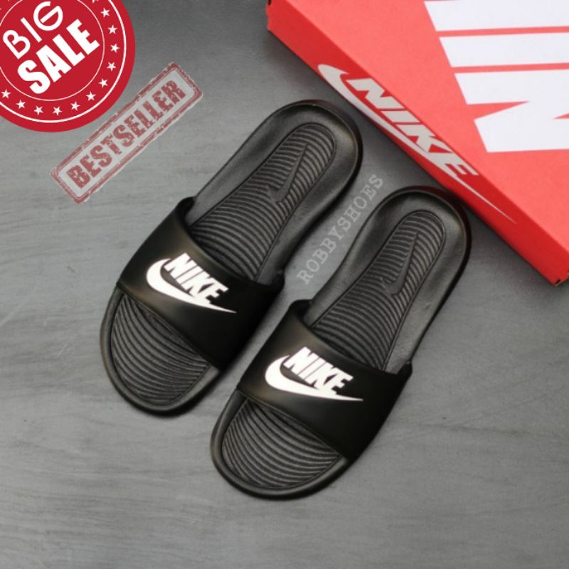 Sandal Nk Victory One Black White Original / Sandal Slide Pria / Sendal Nk Victory One Black White Original / Sendal Nike Original / Sandal Slide Pria Original