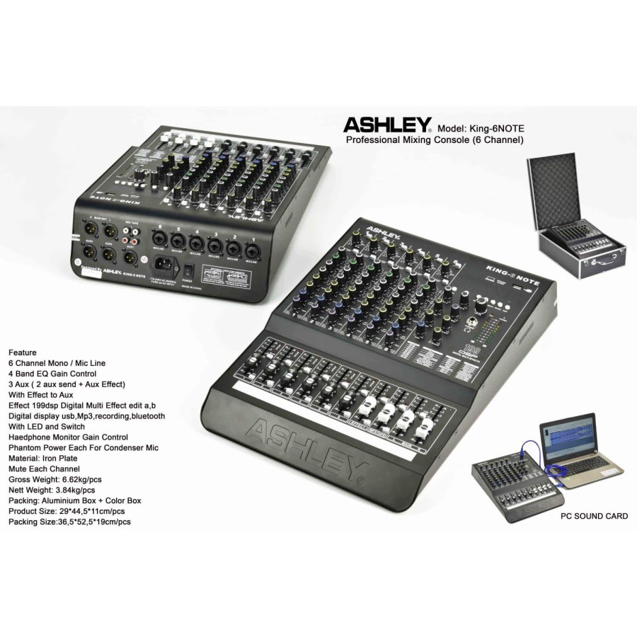 Mixer Audio Ashley KING 6 NOTE - KING 6NOTE 6 Channel  Original