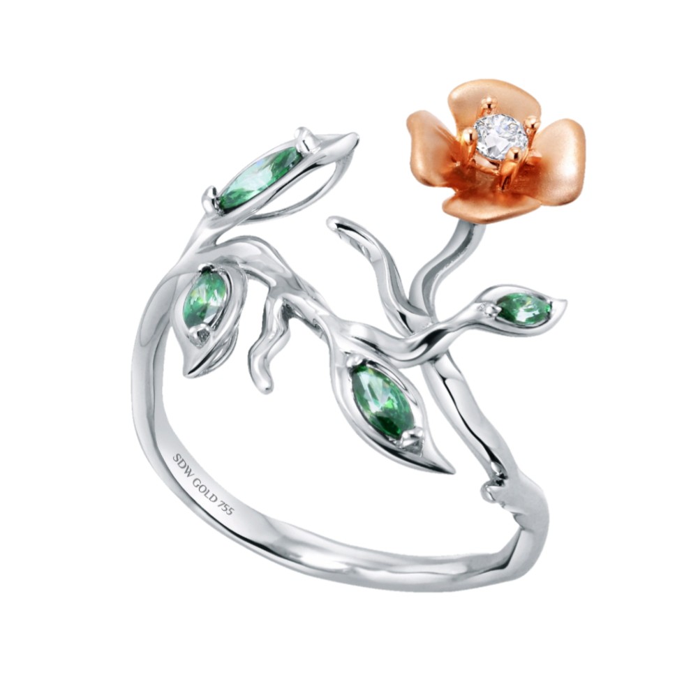

Dominique Jewellery- Cincin Flower Rose Sandra Dewi Gold 75,5% SNI