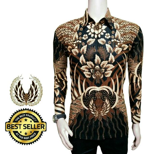 KEMEJA BATIK PRIA lengan panjang  BUNGA TERATAI