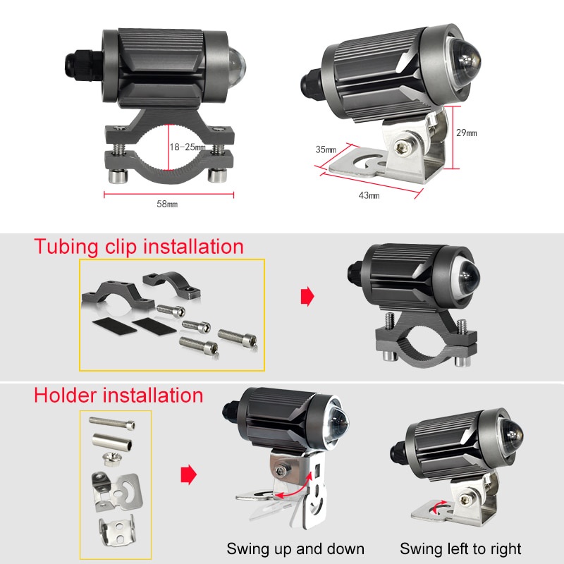 Lampu Depan LED Super Terang Dengan Lensa Proyektor Mini Untuk Motor / Mobil ATV