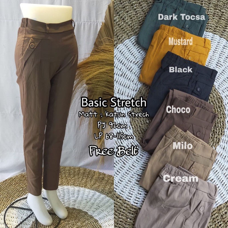 Basic Strech Free Belt Celana Casual Daily Wear