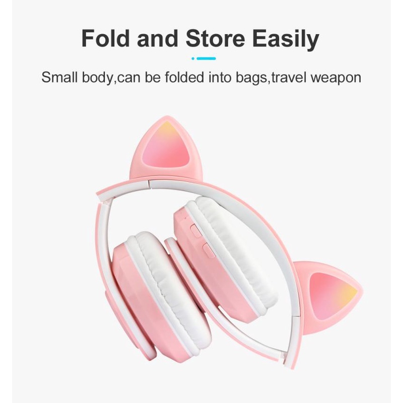 RLoop Bluetooth Headset Headphone Telinga Kucing Extra Cantik Led menyala Cute Cat Ear - CXTB39 NEW Cute Cat Ear Wireless Headphones Bluetooth Earphones Headphone Gaming Headsets For PC Xiaomi Huawei Fone De Ouvido