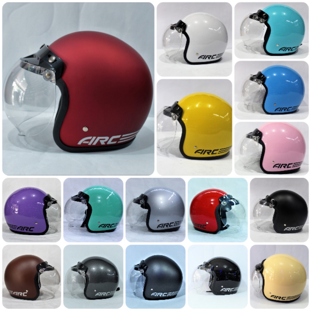 HELM BOGO AIRC POLOS KACA CEMBUNG PUTIH DEWASA PRIA DAN WANITA BUJANGAN HELM2261