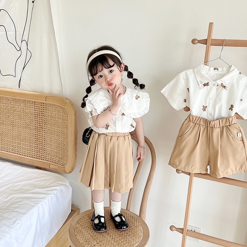 Teddy shirt set anak kemeja