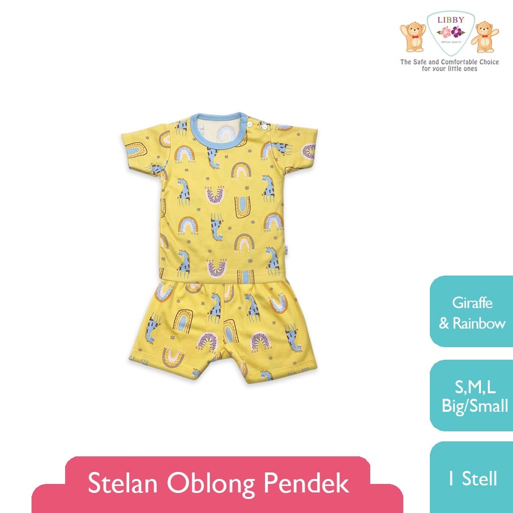 Libby Setelan Oblong Pendek SML - Libby baju bayi Setelan mix/Piyama anak/Piyama bayi Hazy Zoo