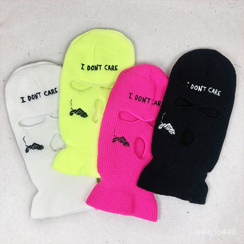 Neon Balaclava Three-hole Ski Mask Tactical Mask Full Face Mask Embroidery Winter Hat Halloween Part