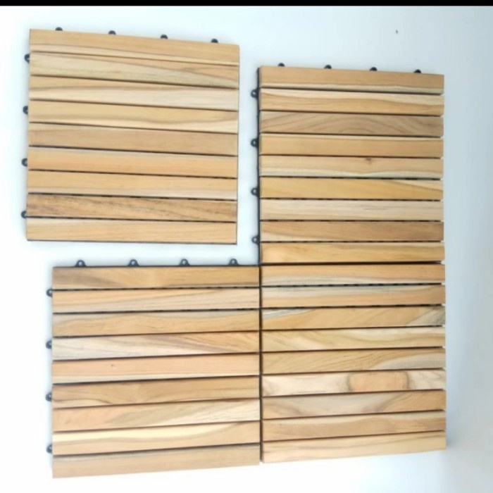 Lantai kayu jati Decking Tile bongkar pasang UK 30x30cm Motif SALUR Kecil