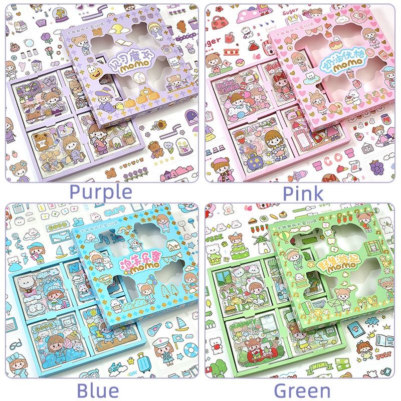 100 Lembar / Box Sticker PVC PET Aesthetic Anti Air | Stiker DECO Hp Tumblr Laptop Lucu Cute Waterproof DIY Tempel Buku Scrapbook