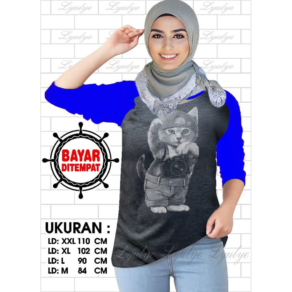 Kaos Raglan (KK)/Kaos Wanita Lengan Tanggung/ Kaos Wanita/ Kaos Cewek/ Kaos Oblong/Misty