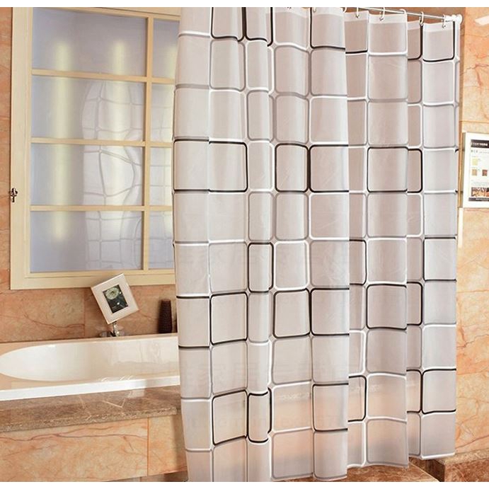 StarHome Tirai Kamar Mandi Anti Air Lengkap dengan Pengait - Tirai Shower PEVA Waterproof