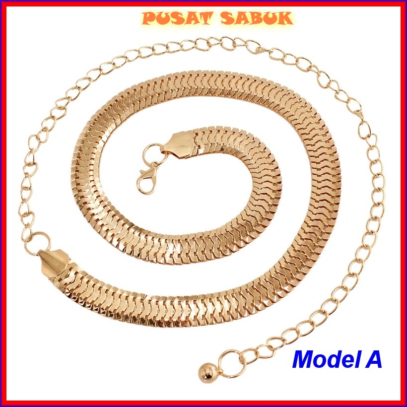 Sabuk Gesper Rantai Wanita Ikat Pinggang Belt Fashion Korea Cewek Obi GOLD Emas Rante Gasper Ring Kekinian Murah