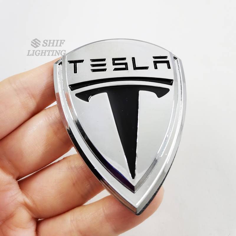 1Pc Stiker Emblem Logo TESLA Bahan Metal Untuk Dekorasi Mobil TESLA