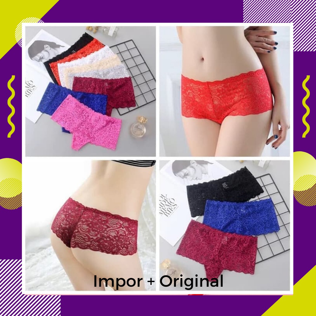 Celana G String Wanita / Celana Dalam Wanita Sexy Transparan boxer Seamless G string Pola Motif C211