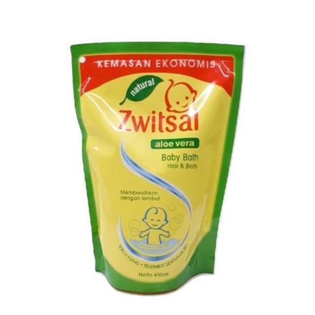 Zwitsal Natural Baby Bath 2 in 1 / Shampo Aloe Vera / Rich Honey Baby Milk 450 ml